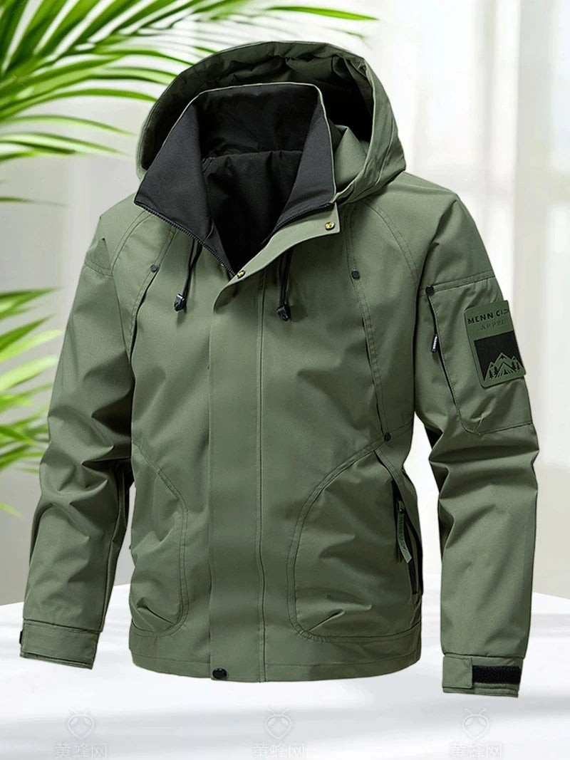 Jaqueta Impermeável Masculina Casaco Softshell Ao Ar Livre Com Zíper E Capuz Quebra-Vento Para Caminhadas Camping Casacos Leves De Primavera E Outono