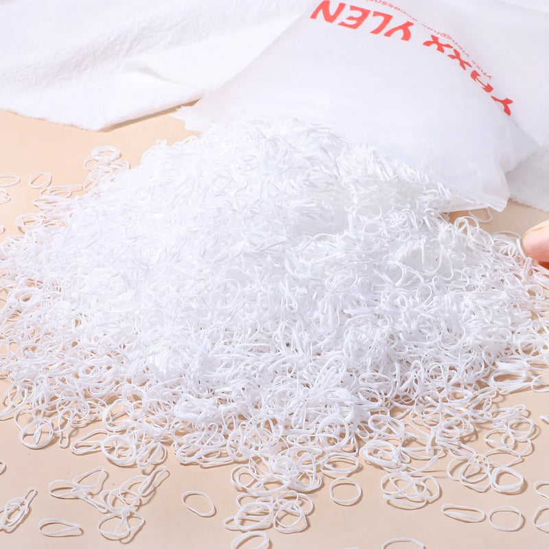 500/1000/2000pcs Elásticos de Cabelo Coloridos Descartáveis para Meninas