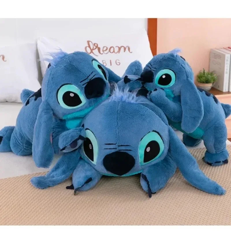 MINISO Puppy Stitch Doll Blue Stitch Plush Long Pillow Toys Girl Sleeping Leg Clamping Plushies Doll Children's Birthday Gift