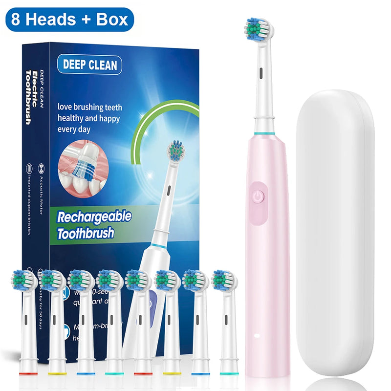 Escova de Dentes Elétrica Rotativa Recarregável para Adultos