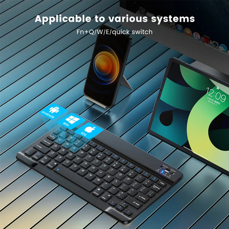 Teclado e Mouse Bluetooth Sem Fio para IOS, Android, Windows Tablet, iPad Air, Mini, Pro