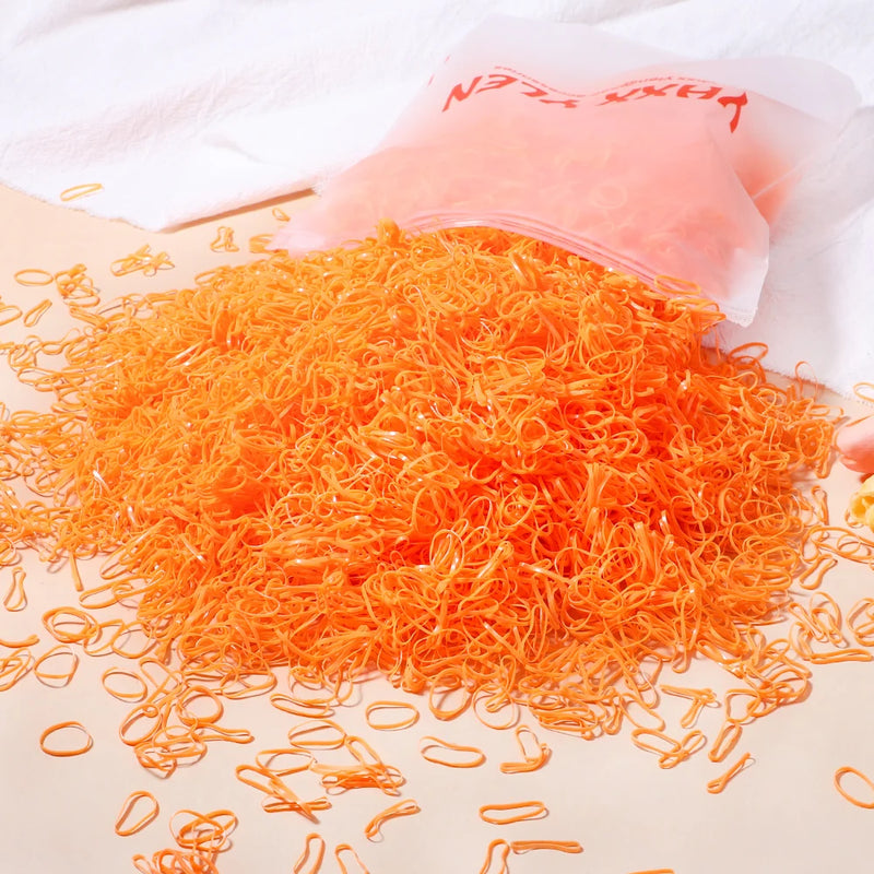500/1000/2000pcs Elásticos de Cabelo Coloridos Descartáveis para Meninas