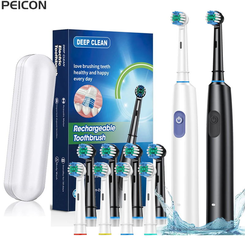 Escova de Dentes Elétrica Rotativa Recarregável para Adultos