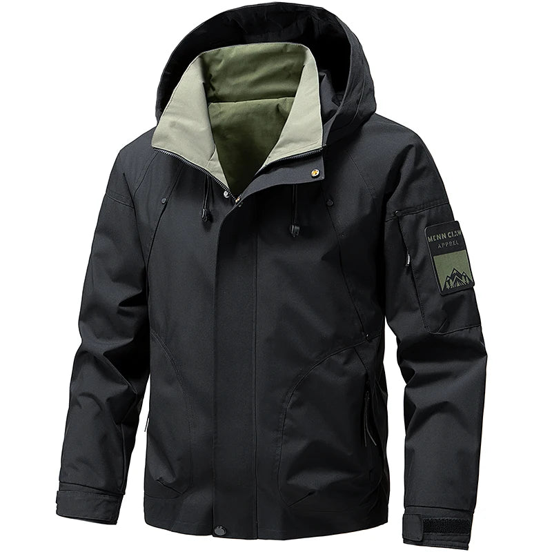 Jaqueta Impermeável Masculina Casaco Softshell Ao Ar Livre Com Zíper E Capuz Quebra-Vento Para Caminhadas Camping Casacos Leves De Primavera E Outono