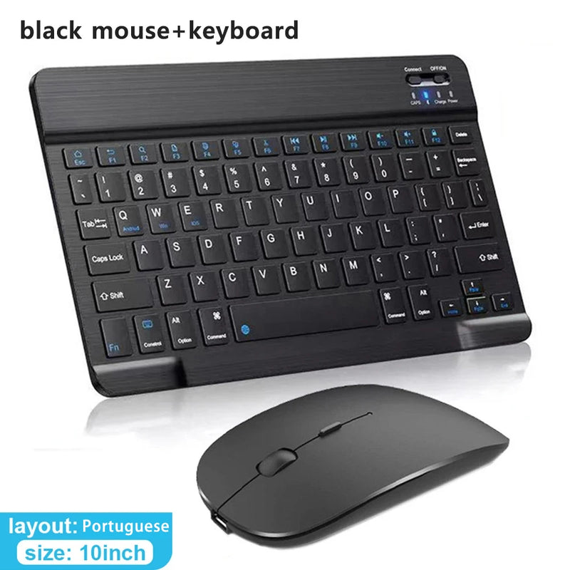 Teclado e Mouse Bluetooth Sem Fio para IOS, Android, Windows Tablet, iPad Air, Mini, Pro
