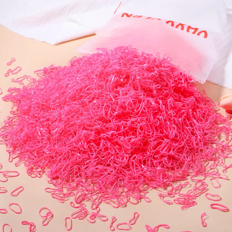 500/1000/2000pcs Elásticos de Cabelo Coloridos Descartáveis para Meninas