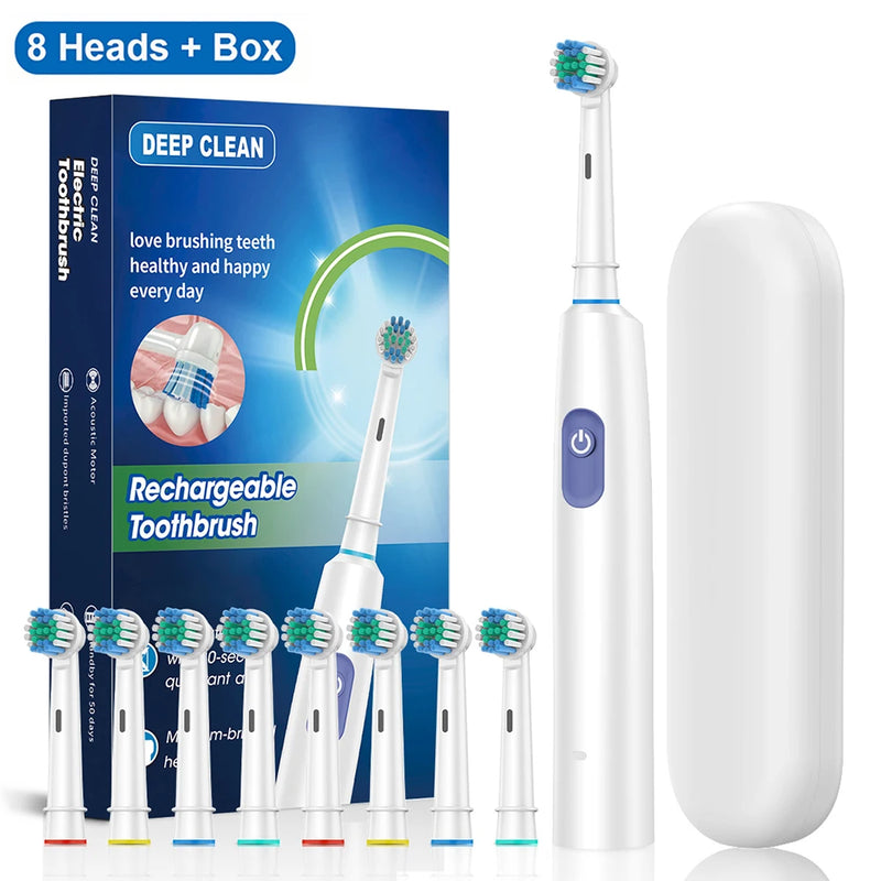 Escova de Dentes Elétrica Rotativa Recarregável para Adultos