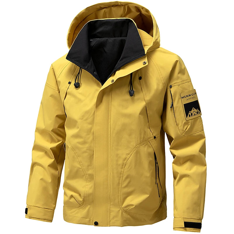 Jaqueta Impermeável Masculina Casaco Softshell Ao Ar Livre Com Zíper E Capuz Quebra-Vento Para Caminhadas Camping Casacos Leves De Primavera E Outono