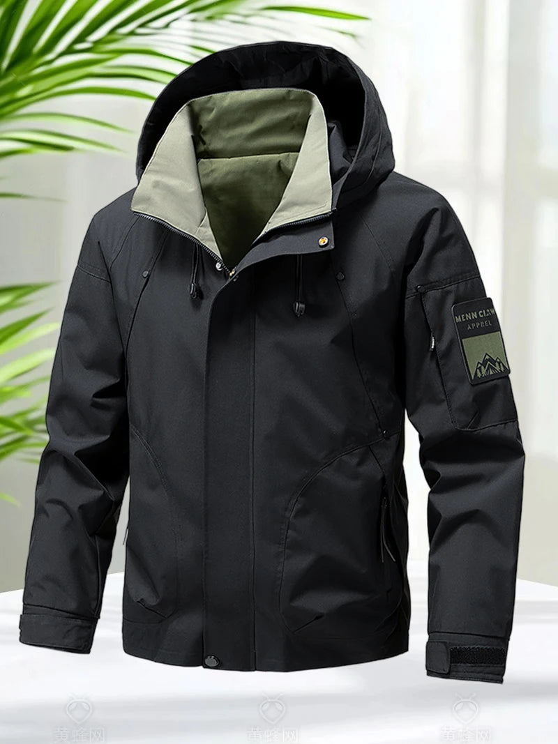 Jaqueta Impermeável Masculina Casaco Softshell Ao Ar Livre Com Zíper E Capuz Quebra-Vento Para Caminhadas Camping Casacos Leves De Primavera E Outono