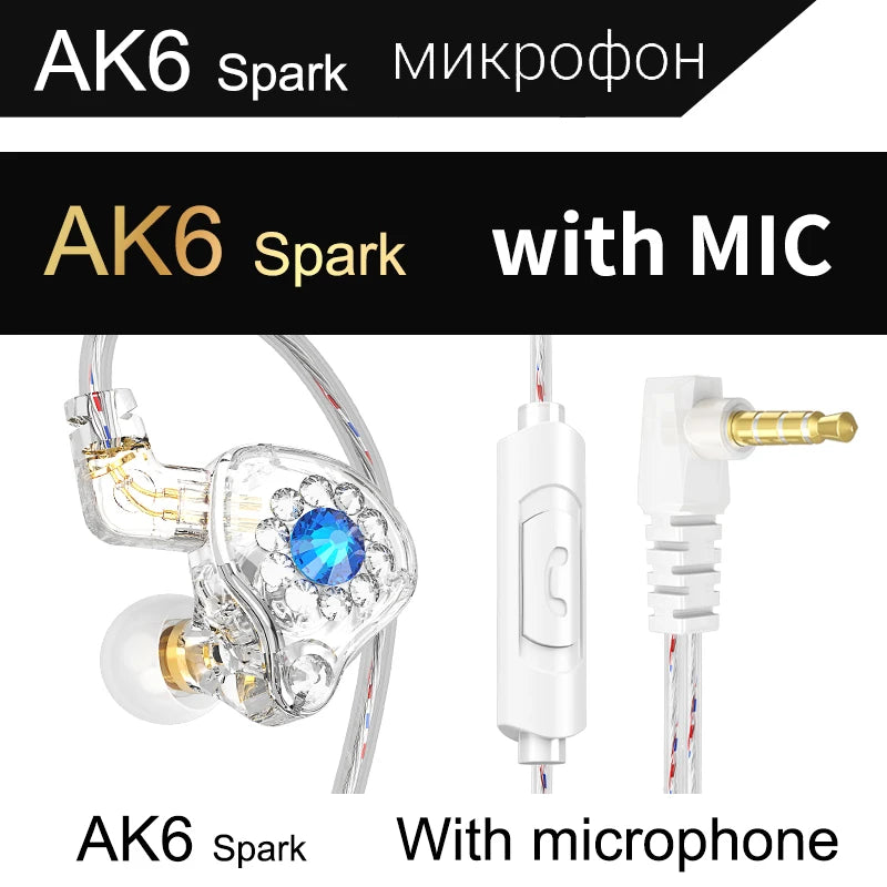 Fone de Ouvido HiFi com Driver de Cobre Original QKZ AK6