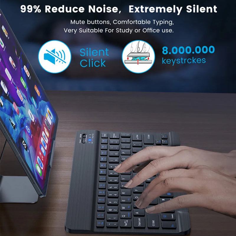 Teclado e Mouse Bluetooth Sem Fio para IOS, Android, Windows Tablet, iPad Air, Mini, Pro