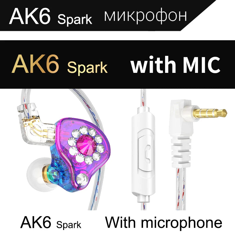 Fone de Ouvido HiFi com Driver de Cobre Original QKZ AK6