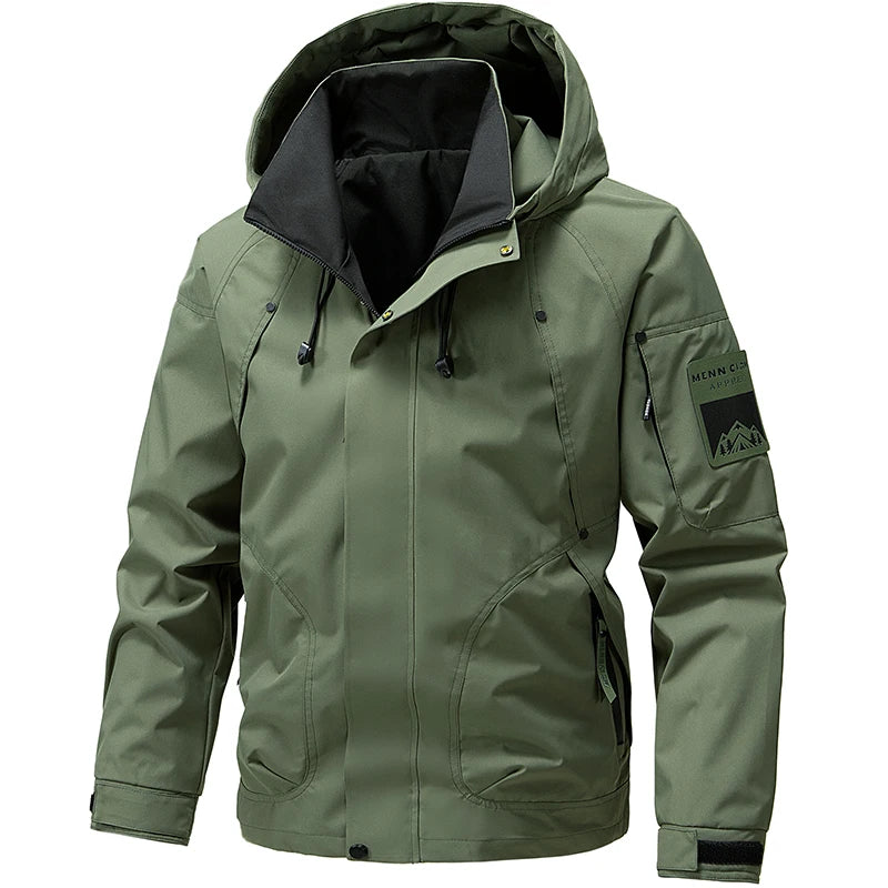 Jaqueta Impermeável Masculina Casaco Softshell Ao Ar Livre Com Zíper E Capuz Quebra-Vento Para Caminhadas Camping Casacos Leves De Primavera E Outono