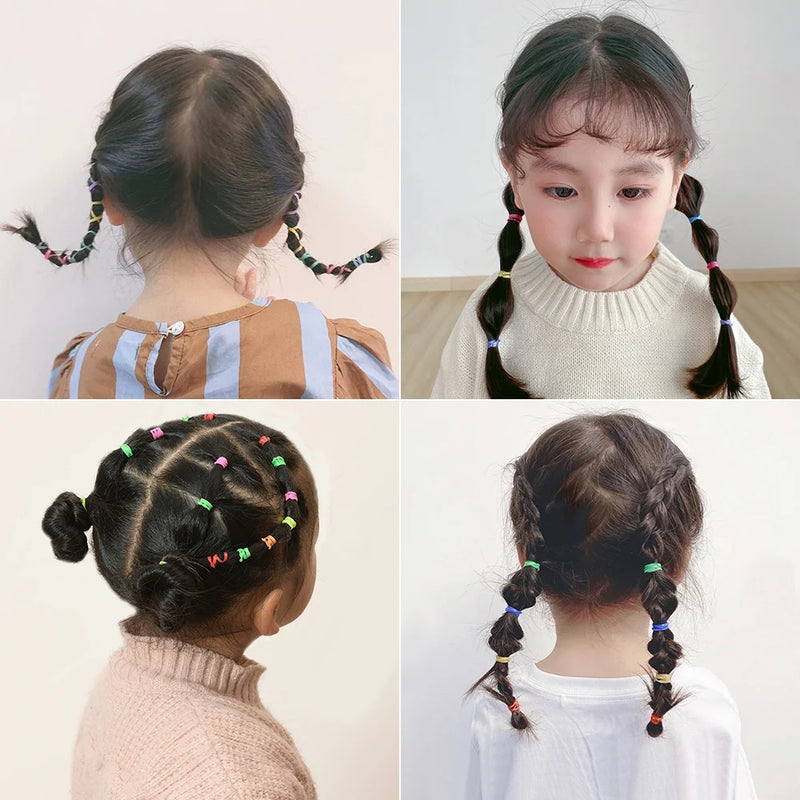500/1000/2000pcs Elásticos de Cabelo Coloridos Descartáveis para Meninas