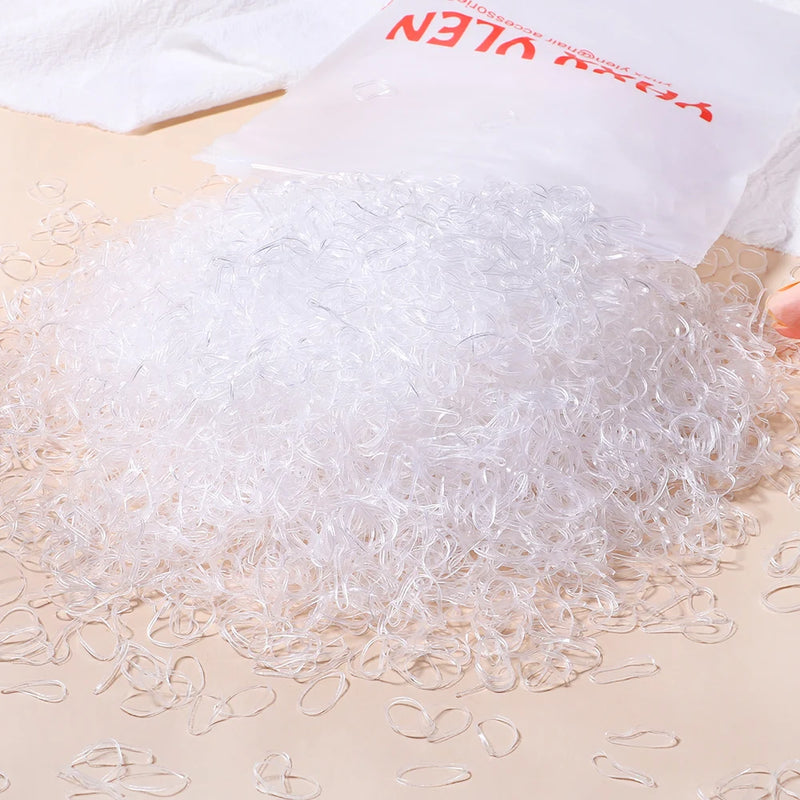 500/1000/2000pcs Elásticos de Cabelo Coloridos Descartáveis para Meninas
