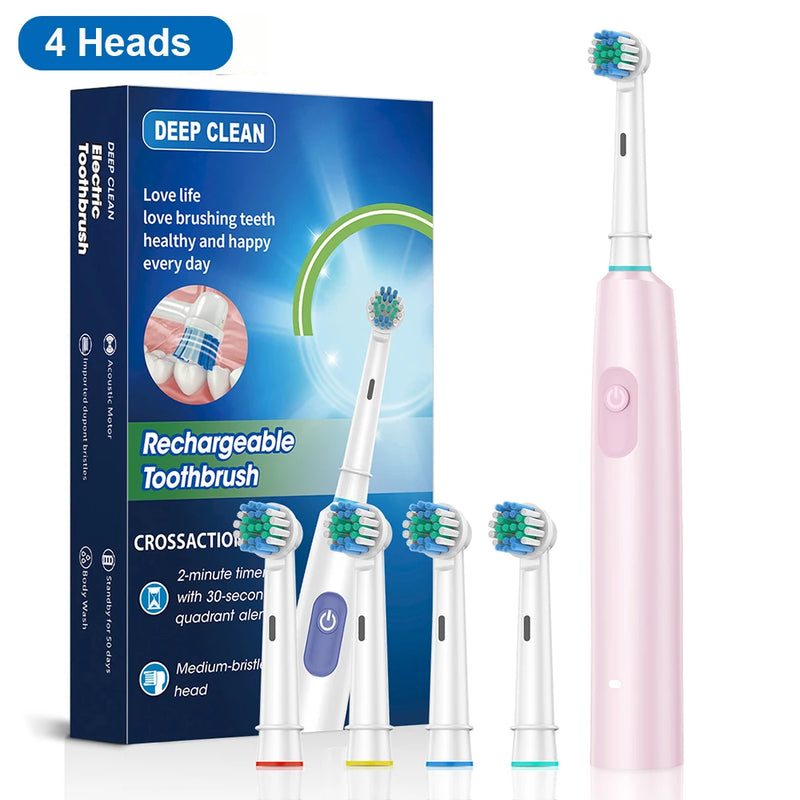 Escova de Dentes Elétrica Rotativa Recarregável para Adultos