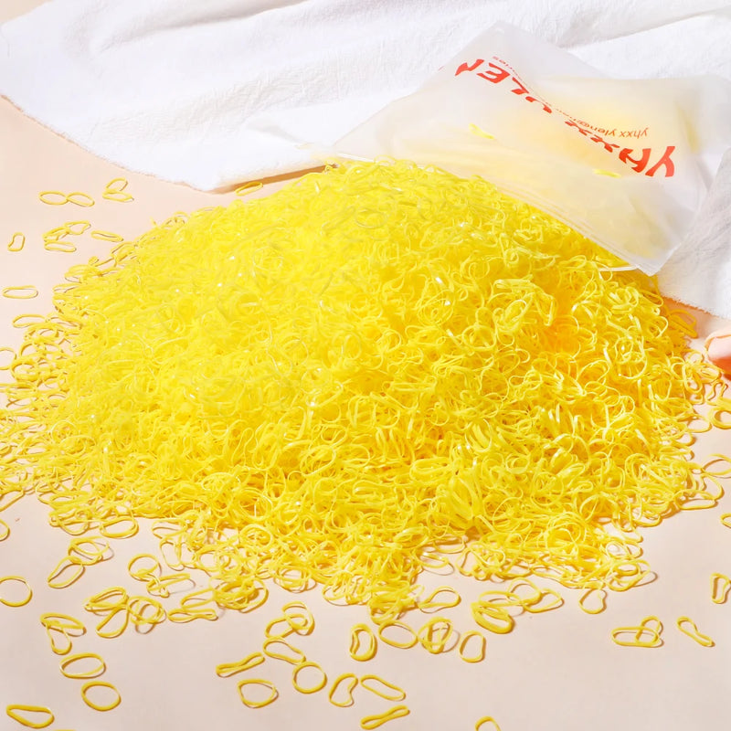 500/1000/2000pcs Elásticos de Cabelo Coloridos Descartáveis para Meninas